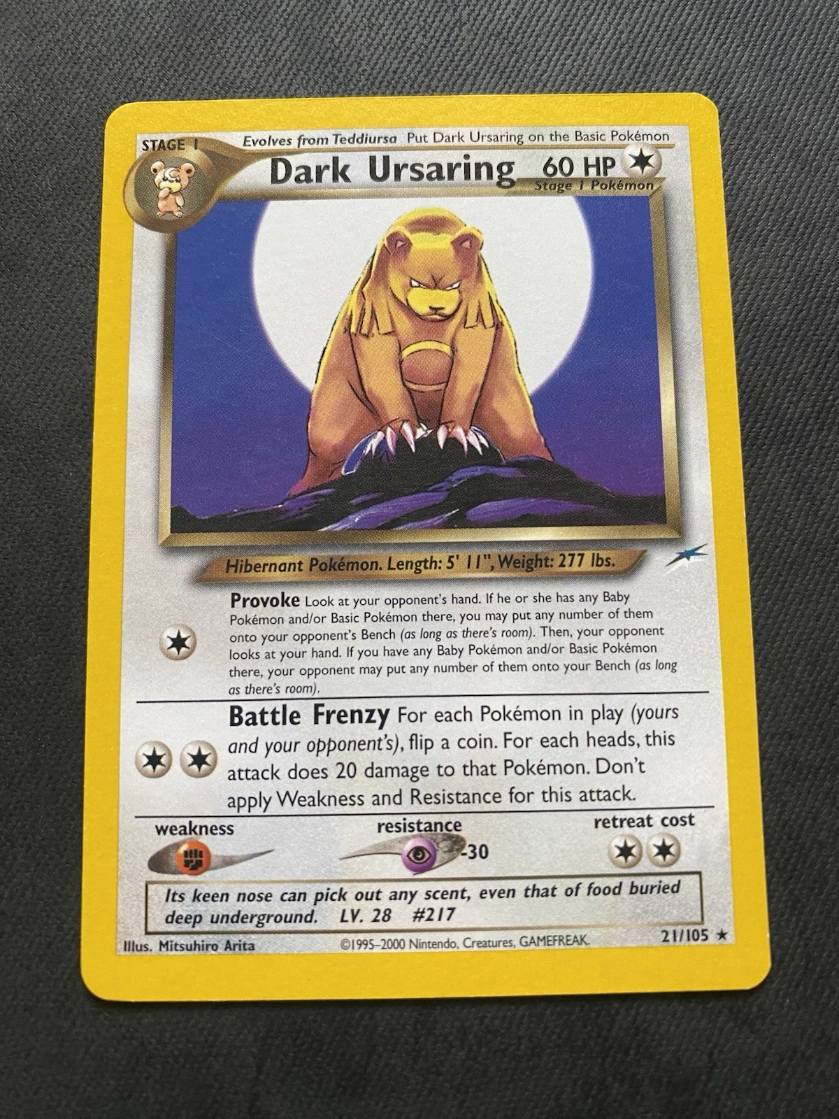 Pokémon Dark Ursaring 21/105 Neo Destiny Regular Wotc Vintage