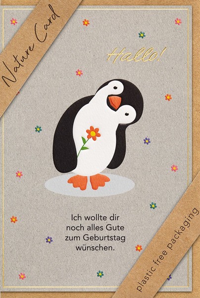 Geburtstag Nature Cards Unverpackte GlüCkwunschkarte Mit Umschlag Pinguin Ich Wo-image