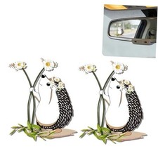 2Pack Car Mirror Decal - Cute Moo-tivational Rear View Mirror Hedgehog