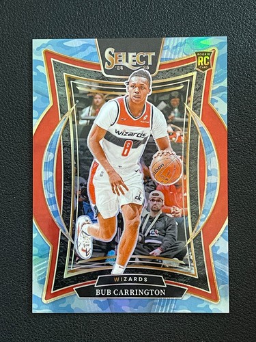 Bub Carrington 2024-25 Panini Select Concourse Blue Camo Prizm 88/99 RC #81
