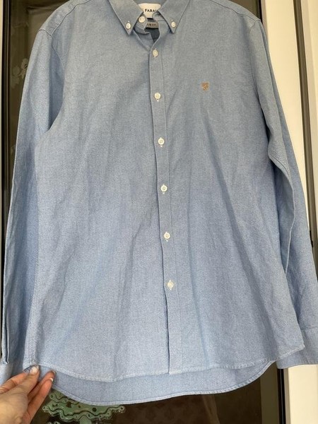 Men Farah Shirt Blue Cotton 38 / M / 46 #3XBG