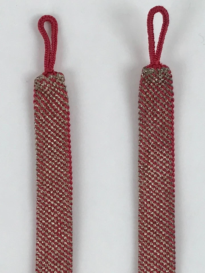 Chaqueta Kimono Japonesa Haori Himo Accesorio De Colección Seda Kumihimo Rosa Plata OJ207 Foto 3 de 4