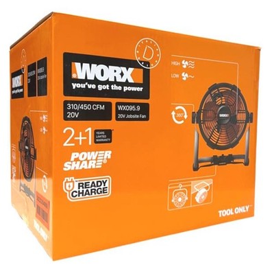 WORX WX095.9 Akku-Baustellenlüfter Solo 20V Max