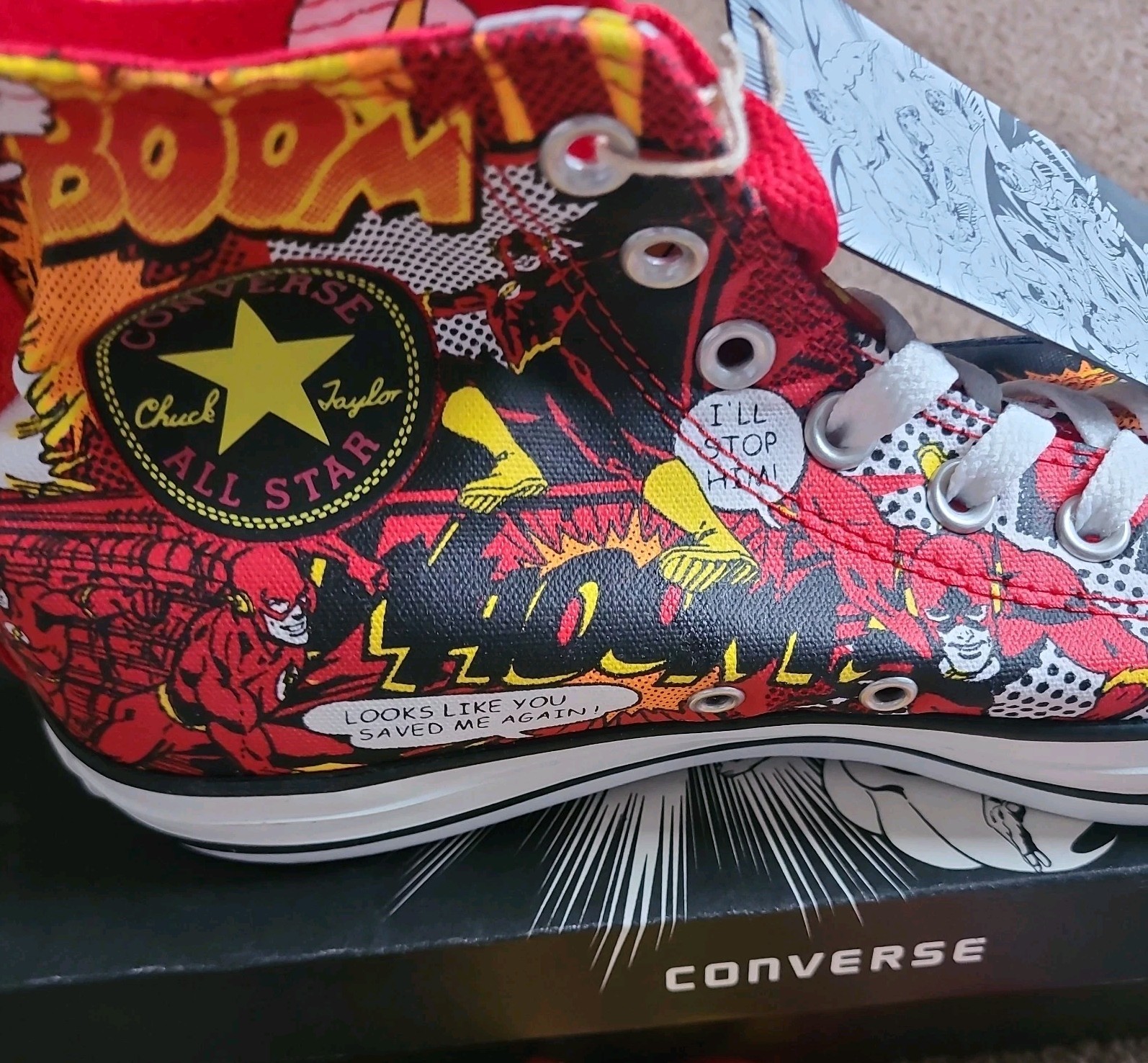 Rare Converse x DC Comics Flash Chuck Taylor All Star Size 9 - New with box image 2