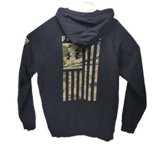Under Armour Mens Black Small Freedom Fleece Hoodie USA Flag Pullover Sweatshirt
