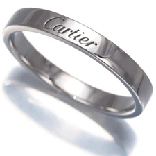 Auth Cartier Ring C de Cartier Wedding Band EU57 950 Platinum 