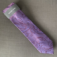 Michael Kors Men's Neck Tie Paisley Lavender Silk Blend MSRP 69.50