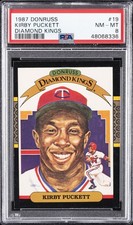 1987 DONRUSS DIAMOND KINGS #19 KIRBY PUCKETT PSA 8