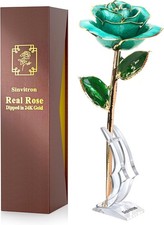 Sinvitron Gold Dipped Rose 24K Real Rose, Long Stem 24k Light Blue