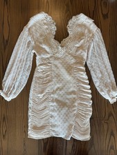 ASOS Design Ivory Crochet Lace Ruched Mini Dress US 4 Boho Festival Concert
