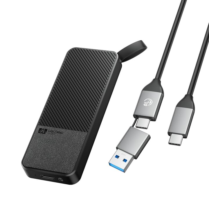 SSD Externe Portable 2 to USB-C avec Vitesse Lecture 1050 Mo/s Noir