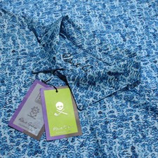 Robert Graham NWT Tyne Short Sleeve Polo Shirt Size M Classic Fit in Blue