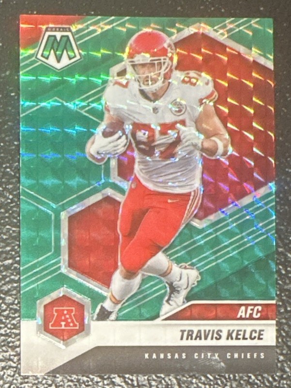 2021 Panini Mosaic - Variations AFC Travis Kelce #240 Green Mosaic Prizm