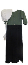 Girls Amish Dress/Apron 28"Bust/to 24" Waist Handmade Green Costume Plays W-2