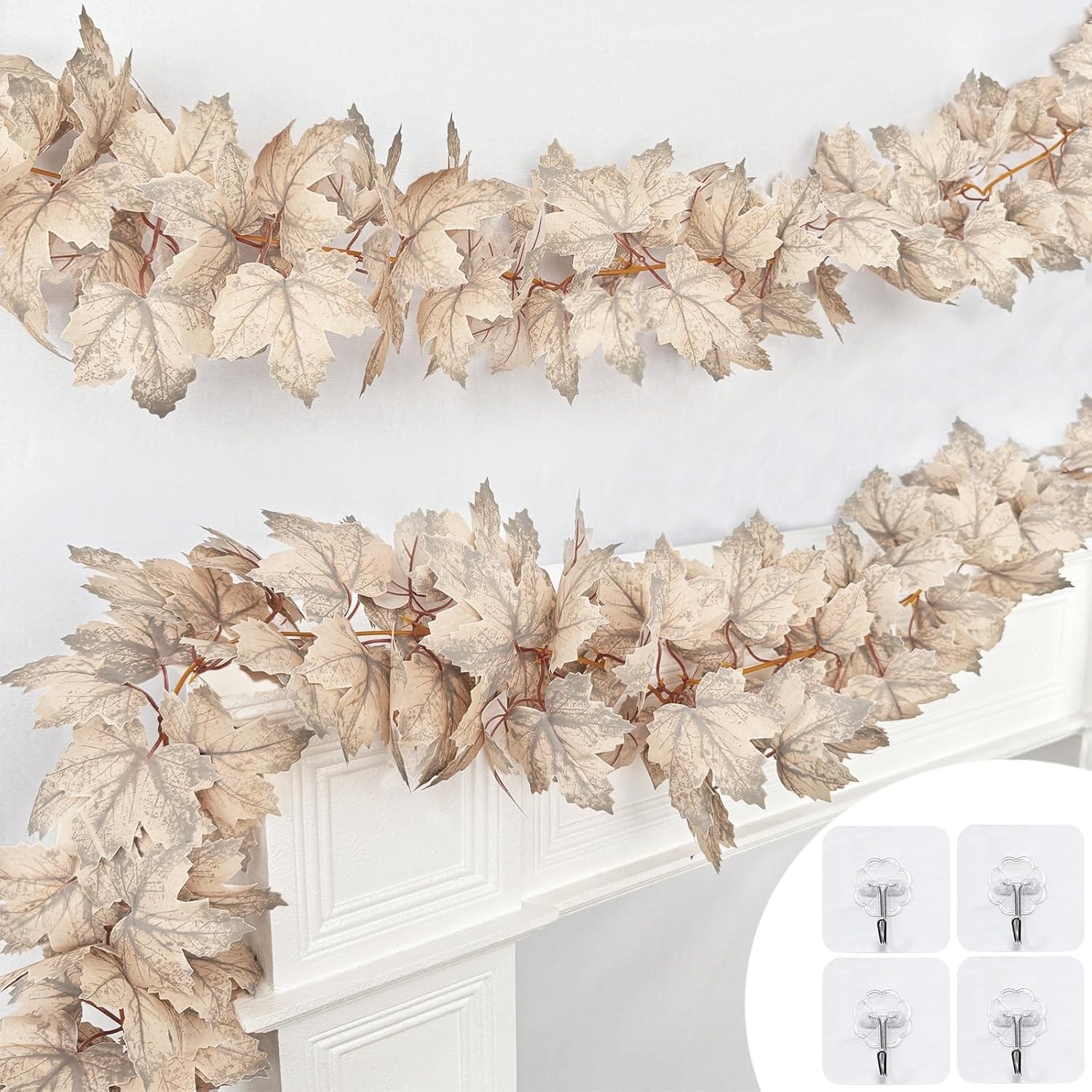 2 Pack 6Ft Grey White Fall Garland for Home Decor  