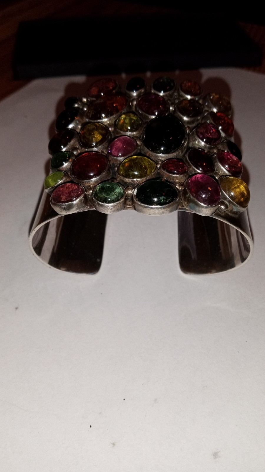 Vintage Chunky .925 Sterling Silver Multi stone C… - image 2