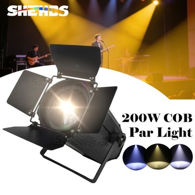SHEHDS LED 200W COB Zoom Par Light Warm White DMX512 Stage Light With Barndoor