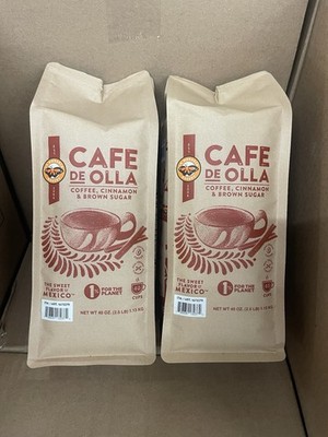 2 PACK CAFE De OLLA Coffee Cinnamon & Brown Sugar 40oz (2.5 Lb) Each EXP 12/26