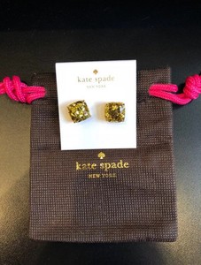 Authentic KATE SPADE Gold Glitter Square Stud Earrings 12k Gold Plated with Dust Bag