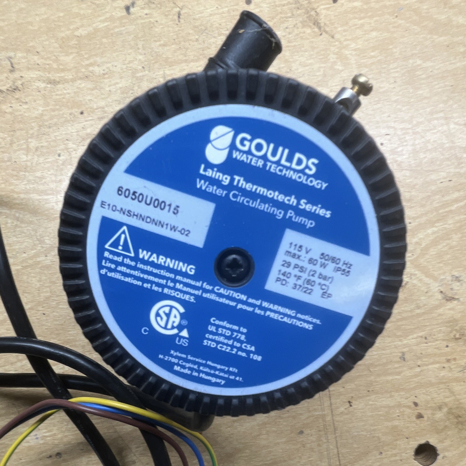 Goulds Water Laing Thermotech Circulating Pump 115V 60W 6050U0015