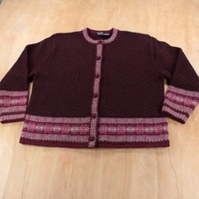 FROST nordic fair isle 100 wool cardigan sweater LARGE vtg 90s y2k cottagecore