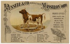 Russell & Co. Threshing Machines, Saw Mill Engines Victorian Trade Card