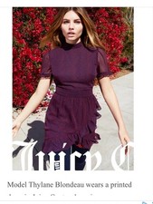 Vestido midi Juicy Couture etiqueta negra azul marino y rojo cuello alto