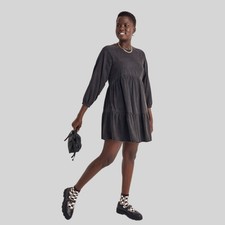 Madewell Denim Raglan Sleeve Mini Dress Lunar Wash Size Small Pockets 100% Cotto
