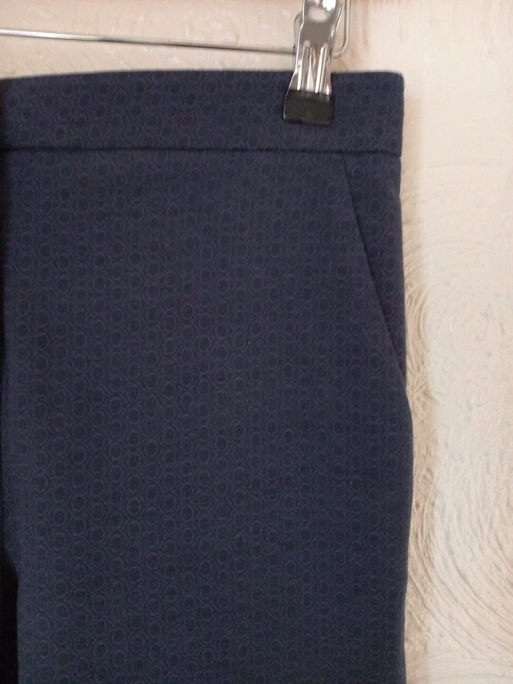 Jigsaw London UK 6 Blue Jacquard Slim Leg Cotton Mix Trousers Workwear Career - Image 3 of 4