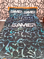 Double Gamer Duvet Cover & Pillowcase Set Black/Teal/Grey From Next