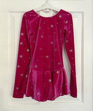 Mondor Girls Ice Skating Velvet Skater Dress Pink Star Glitter 12-14 M0723