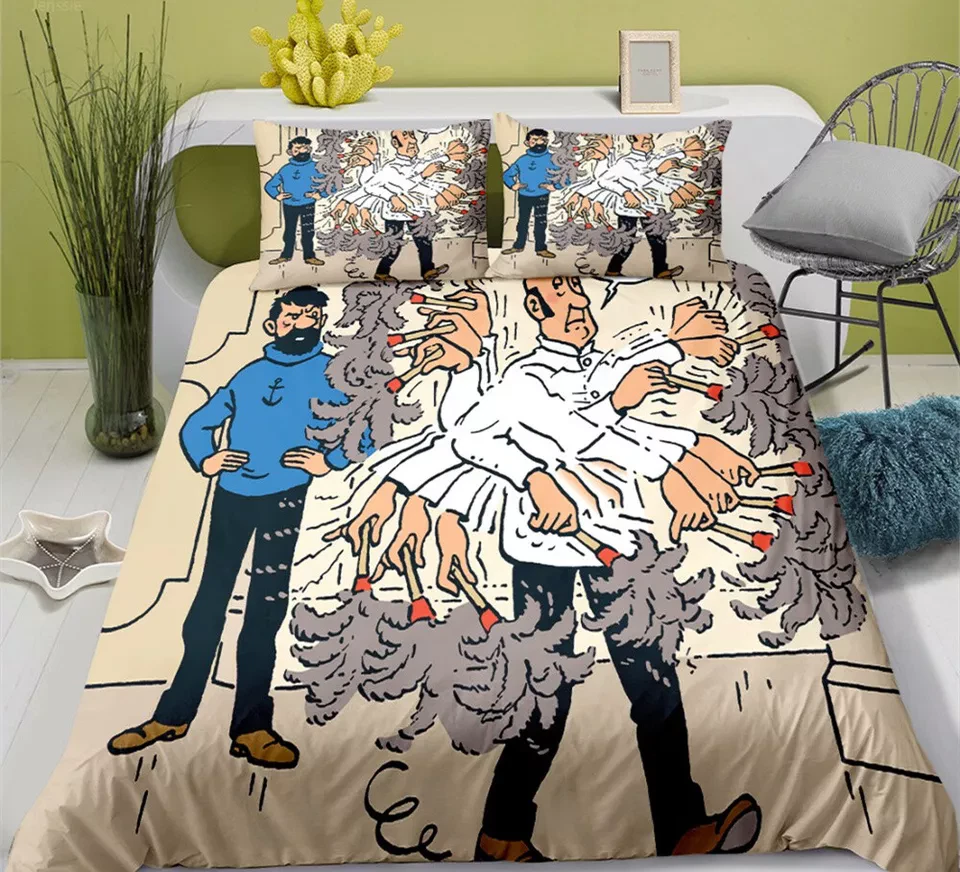 Bettwäsche Set 05.The Adventures of Tintin Bettbezug + Kissenbezüge 80x80 cm QF - Bild 1 von 2