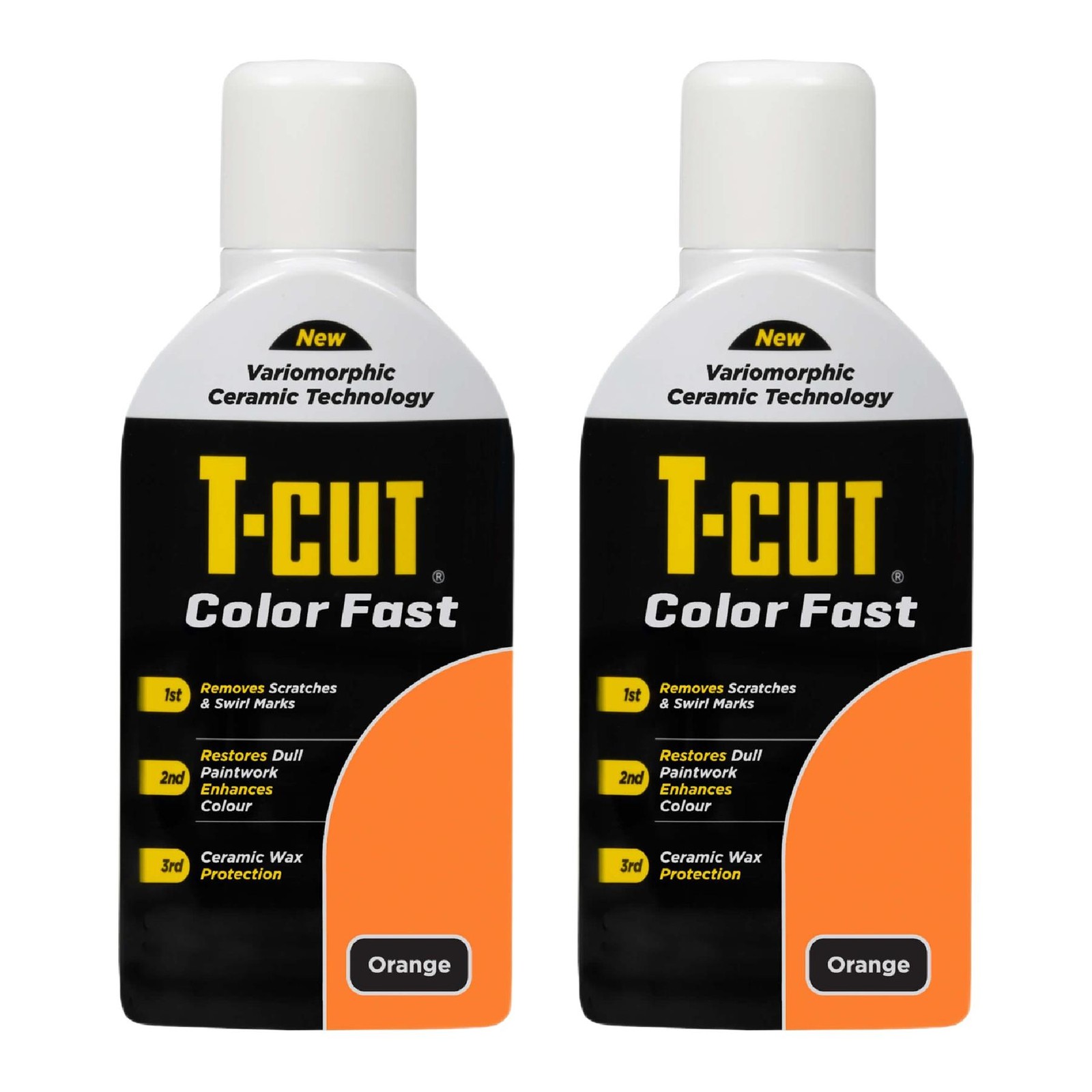 T-Cut Color Fast Orange Ceramic Wax Polish Scratch Remover Colour Enhancer x2