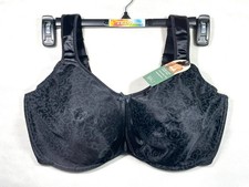 NWT Bali Women's 42DDD Satin Comfort Strap Minimizer Underwire Bra DF3562 Black