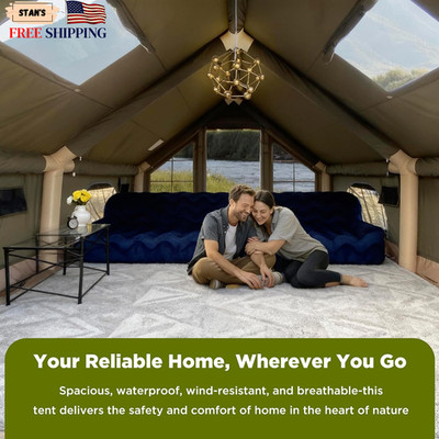 Luxury Large Inflatable Tent with Stove Jack & AC Port 4-12 Person 4 Season Glam