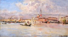 Tableau encadré paysage Italie vue Venise San Giorgio Maggiore Leopoldo BURLANDO