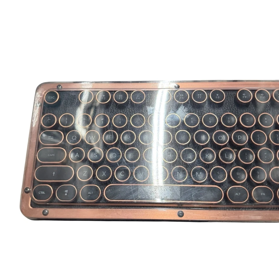 Azio Retro Classic Wired Mechanical Keyboard Round Keys Backlit US Black - Image 2 of 4