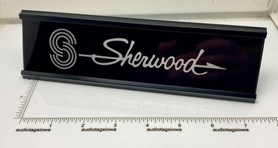 Sherwood Stereo Component Desk Sign - Custom Silver Aluminum, Double Sided