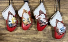 Vintage Santa Stocking Ornaments Set of 4 Mini Santa Claus Christmas Decor