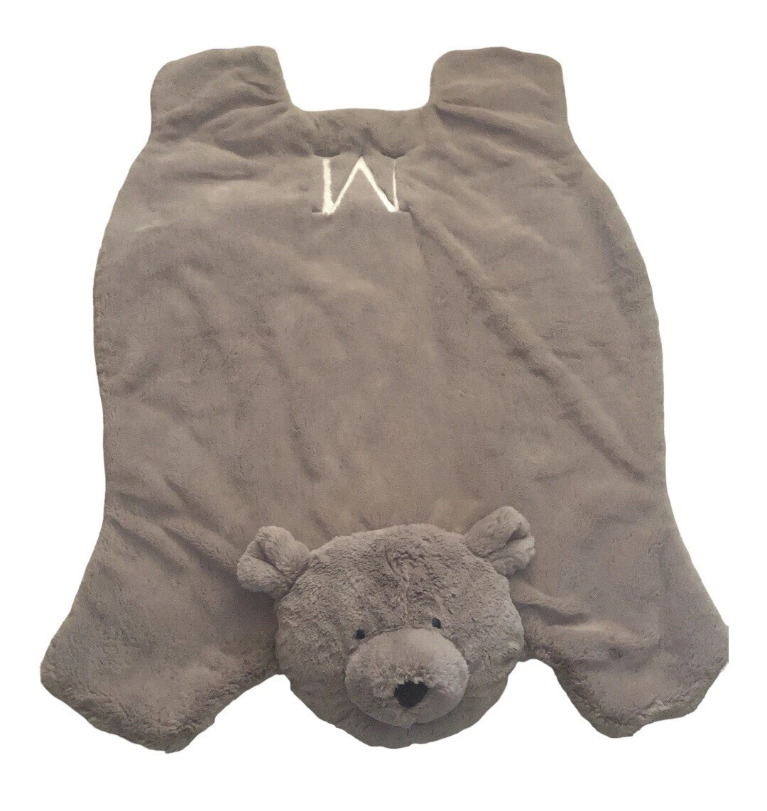 Pottery Barn Kids Bear Critter Plush Play Mat “M” Monogram Faux Fur Baby