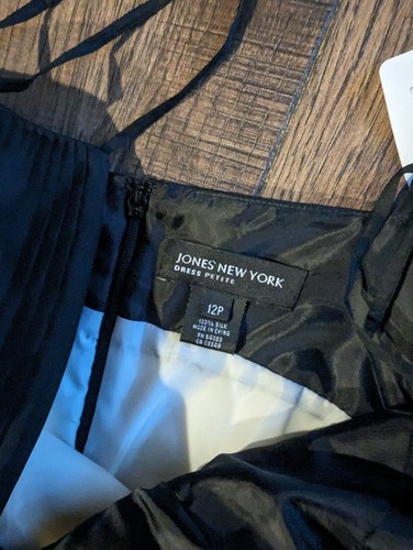Jones New York Petite 100% Silk Black & Ivory Cocktail Dress NWT 12P Retail $180 - Picture 6 of 19