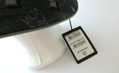 MCM Visetos Dark Grey Unisex Cotton Blend Monogram Logo Bucket Hat