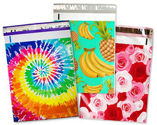 10x13 Tie Dye, Aqua Teal Pineapple, Red  Pink Roses Poly Shipping Mailer Combo