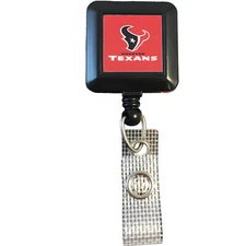 NEW Houston Texans NFL Secure Clip Badge Holder w/ Retractable Nylon Cord