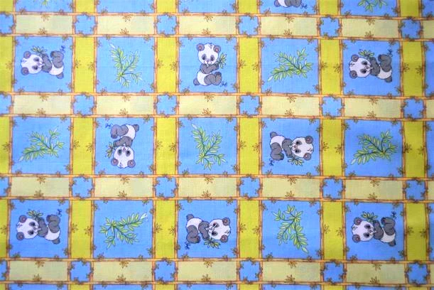 Spectrix Baby Panda Bear animal blocks squares 27" x 44" 100% cotton fabric - Image 2 of 2