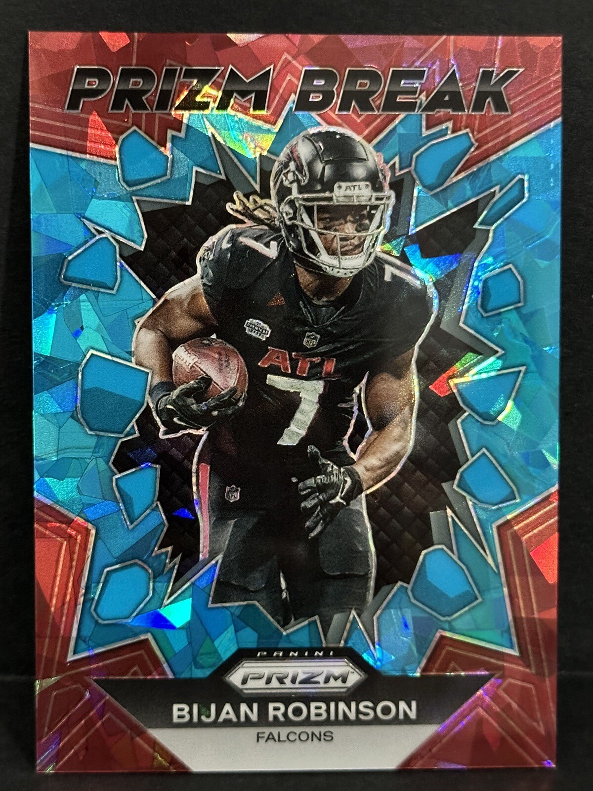 2023 Panini Prizm NFL Falcons Prizm Break RC Bijan Robinson Blue Cracked Ice /99