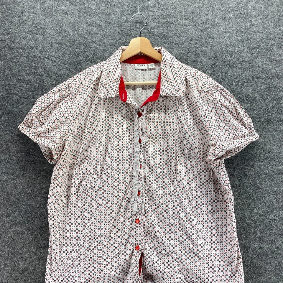 Camisa Cato Mujer 18/20W Plus Blanca Lunares Cuello Abotonado Manga Corta Foto 3 de 4