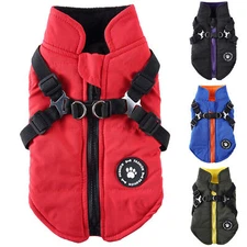 Pet Dog Jacket With Harness Winter Warm Dog Clothes Waterproof Dog Coat Outfits