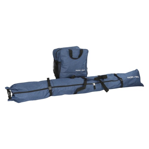 Adjustable Length Ski and Boot Bag Combo - Black & Blue - 2 Sets + Ski Straps - 第 3/6 張圖片