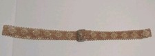 Handmade 46" Bead Belt Tan Orange Clear Beads Geometric Diamond Pattern